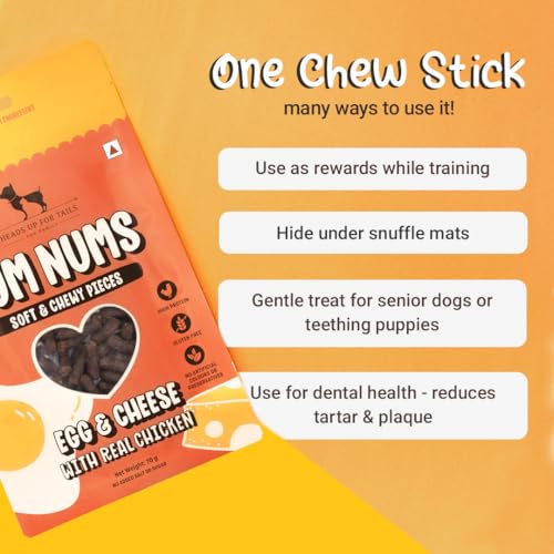 Image of Yum Nums by HUFT Soft & Chewy Sticks - 200 gm | Egg & Cheese with Chicken | Healthy Dog Treats | High-Protein, Gluten & Grain-Free | No Artificial Colors, Salt & Sugar-Free