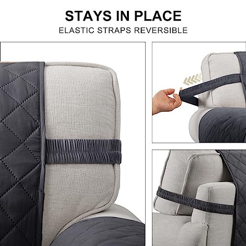 Housse de causeuse réversible HOMERILLA en gris pour grand canapé - 4