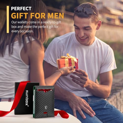 Image of RUNBOX Mens Slim Wallet with Money Clip RFID Blocking Bifold Credit Card Holder for Men with Gift Box