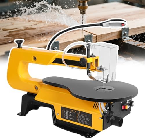 16-Inch Variable Speed Scroll Saw with Dust Port, 550-1650 SPM, Stepless Control, 10 Blades for Precision Drilling, Polishing & Intricate Wood Art Projects - Premium Quality