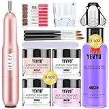 Acrylic Nail Kit With Drill, 4 Color Acrylic Powder and 3.38OZ (100ml) Monomer Set With Nail Drill, With Clear, Nude, Pink, White Nail Powder and Liquid, Professional Nail Set for Nail Extension