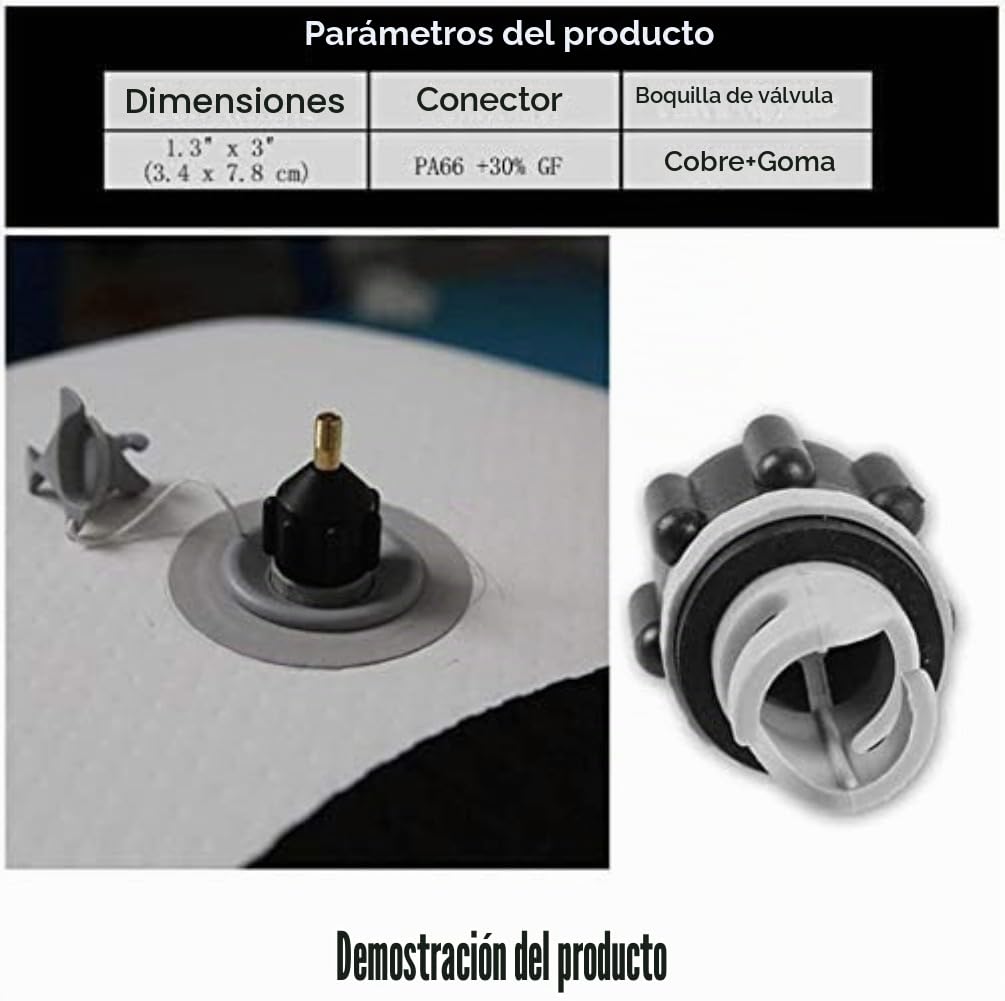 anso Adaptador de paleta de surf, bomba de kayak, compresor inflable, accesorios de válvula de conmutación para barco