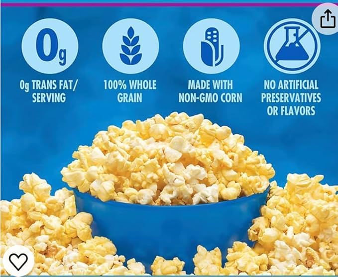 Pop- Porpcorn Movie Theater Butter Flavor Microwave sharing bags Popcorn, 30 Pack