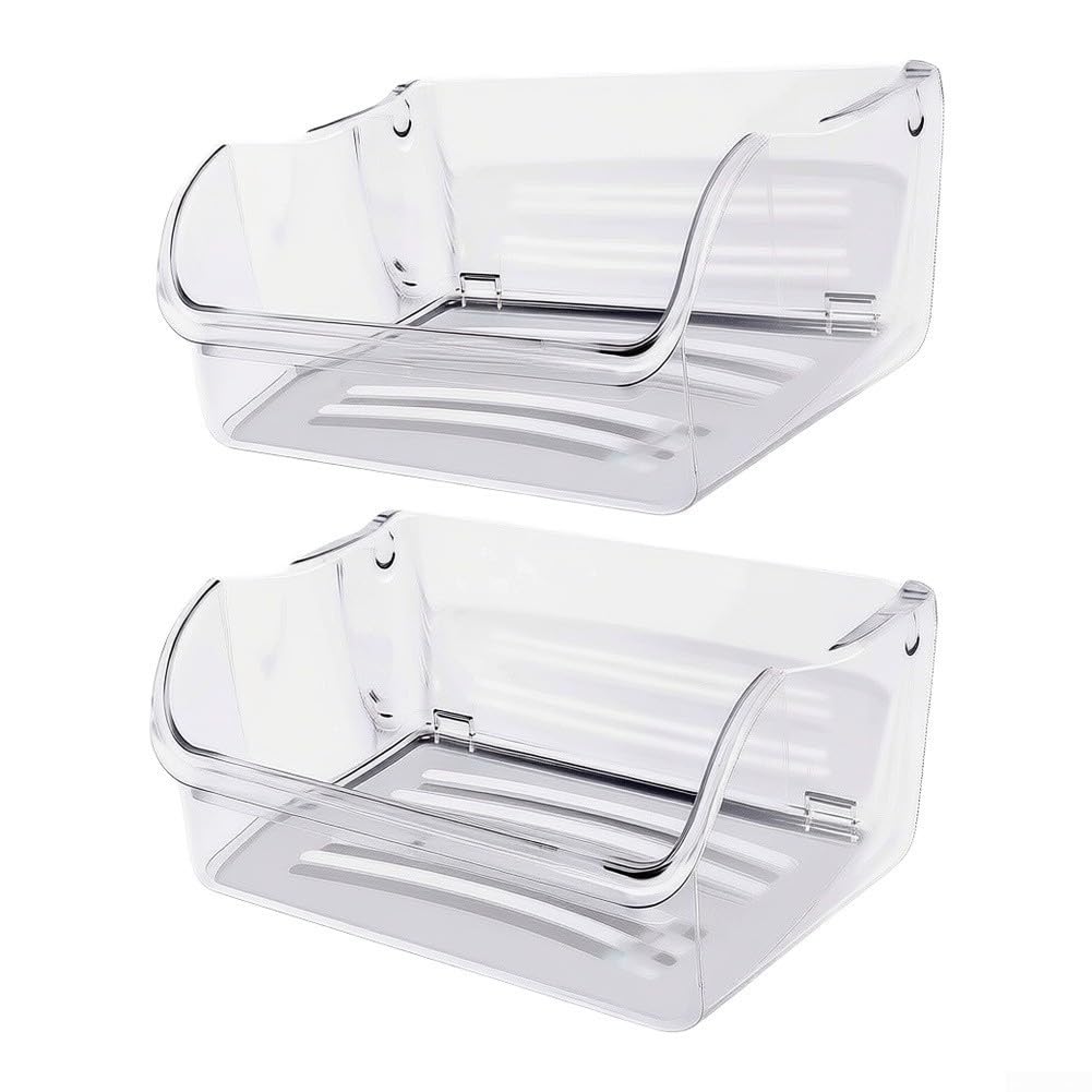 Paquete de 2 estantes de repuesto para puerta de refrigerador 240324502, cesta de almacenamiento de plástico transparente compatible con Kenmore y modelos LFSS2312TF0 FFSS2315TS0, 13 x 7.25 x 3.25