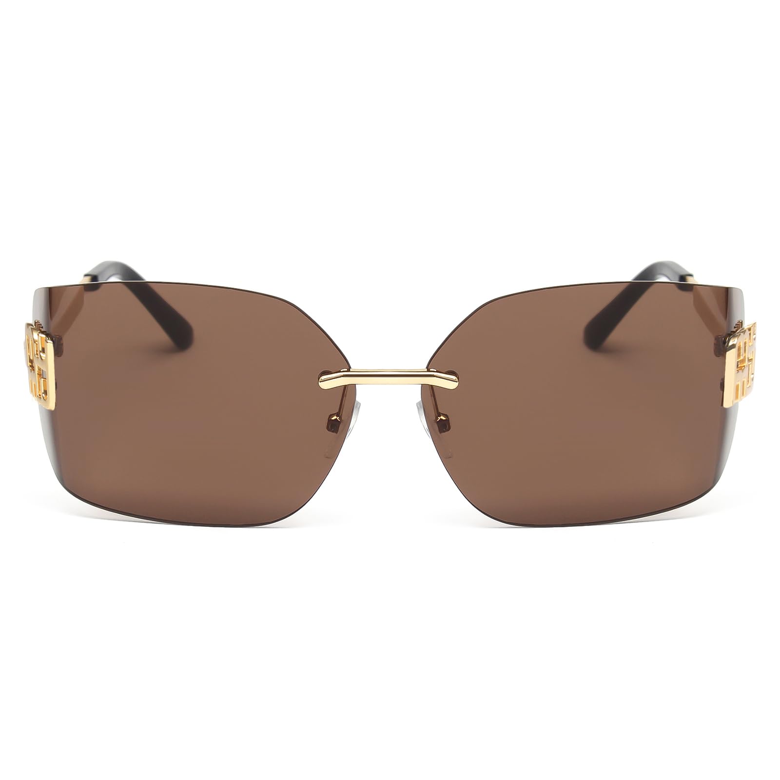 KENBO Futurystyczne okulary przeciwsłoneczne Y2K bez oprawek dla kobiet mężczyzn moda owijana wokół ramki modna tarcza bezramkowy design