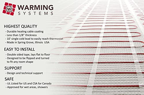 Warming Systems 37518 20 Sqft Mat, Electric Radiant Floor Heating System With Digital Floor Sensing Thermostat, Includes 2 Floor Temperature Sensors And Installation Monitor, Heated Floor System thumb #2