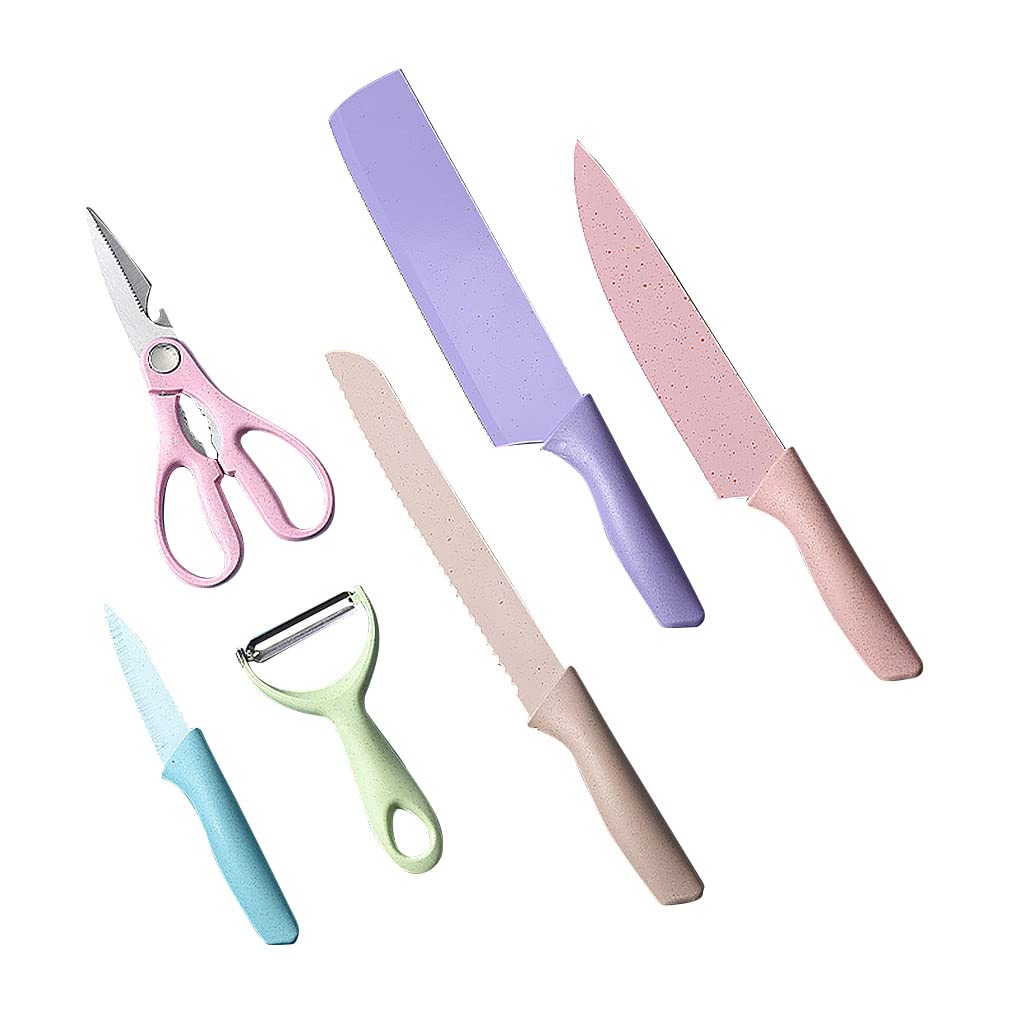 Colorful Kitchen Knives Set of 6 PCS Cute Fruit Knife Set with Gift Box High Carbon Steel Kitchen