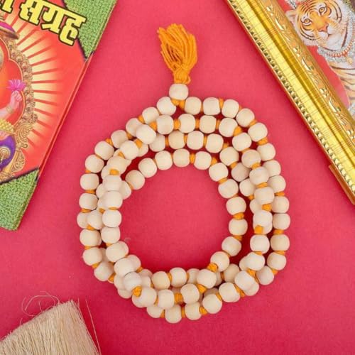 Image of Mathura Original Tulsi Japa Mala (108 Beads) | Handmade 16 inch Tulsi Kanthi Mala for Pooja & Wearing (7 mm Bead Size)