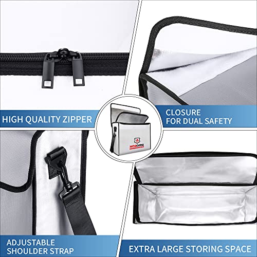 Feuerfeste Dokumententasche, große feuersichere Aufbewahrungstasche (41, 9 x 33 x 13 cm) mit Silikonbeschichtung und Reißverschluss, tragbare, sichere feuerfeste Tasche für Dokumente und Wertsachen-4