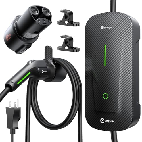 Carbon Fiber Level 1 & Level 2 Tesla Charger for Tesla Mobile Charging (16A, 110V-240V, NEMA 5-15 & NEMA 6-20 Plug) with 25ft Cable, for Tesla Model Y/3/X/S/Cybertruck, Tesla Accessories
