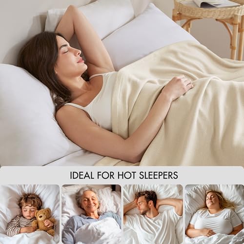 Image of Madison Park Twin Size Summer Blanket, Ivory, 70% Rayon from Bamboo