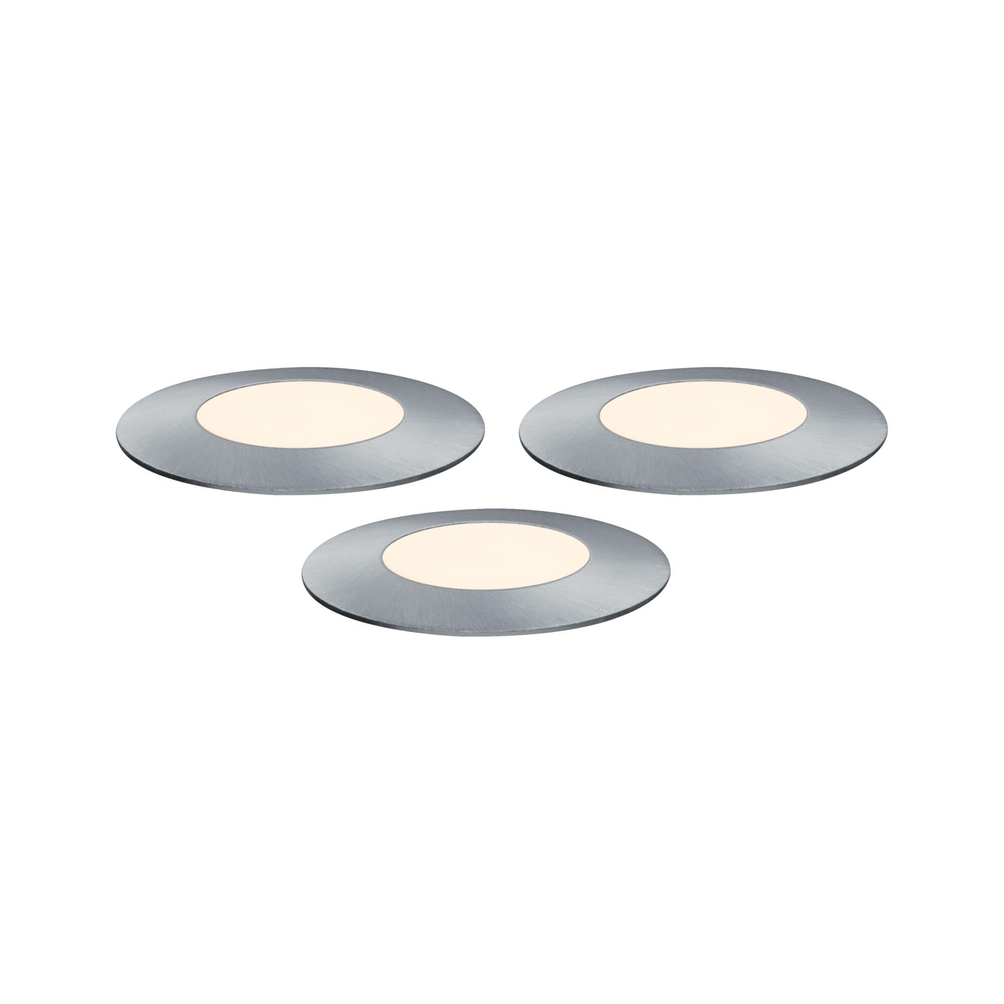 Paulmann 93949 Outdoor Plug&Shine Kit encastrés sol LED, IP67, 3000K, 3x2,5W, 24V, 55 mm, Argent inoxydable, Plastique