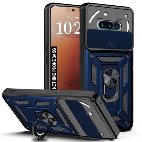 Image of AIBEX Back Cover for Nothing Phone 3(a) 5G | D10 Tough Armor Case | Sliding Camera Shield | 360 Protection | Kickstand Ring Holder | Military-Grade Shockproof Bumper Case