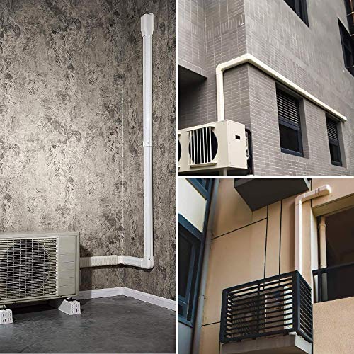 Image of TURBRO 3 inch W x 14' L Decorative PVC Line Cover Kit for Mini Split and Central Air Conditioners, AC Heat Pumps Systems | PVC decorative cover, 3 inch x 7.5', 90 flat elbow, hides mini split lines, for home & office