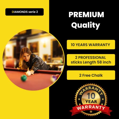 Eliter Sports Set Of 2 Premium Pool Cue Sticks - Original Design - Billiard Cue Sticks Made Of Durable Canadian Maple With Low Deflection Shaft - Cue Stick 58 Inch - 2 Chalk Included #TOP4