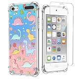 KANGHAR for iPod Touch 7/6/5 Case, Cute Dinosaur Design with Screen Protector Soft TPU Bumper Shockproof Cover for iPod Touch 5th/6th/7th Generation
