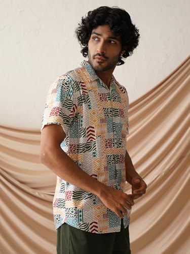 Image of Indian Needle Men's Abstract Print Regular Fit Shirts