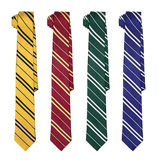 HDE Cosplay Ties for Wizard School Harry Halloween Costume Neck Tie (Set of 4)