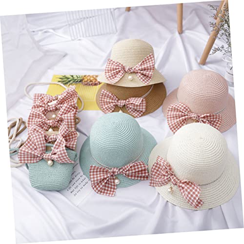 Sombrero de paja para playa HHRFCS: protección solar ligera con bolso infantil para niñas 5