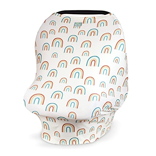 Image of Itzy Ritzy 4-in-1 Nursing Cover, Car Seat Cover, Shopping Cart Cover & Infinity Scarf – Breathable, Multi-Use Nursing Cover Up for Breastfeeding, Carseat Canopy & Stroller Cover (Neutral Rainbow)