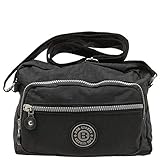2 bolsillos delanteros. Bolso bandolera pequeño, estilo deportivo, nylon, varios colores, negro