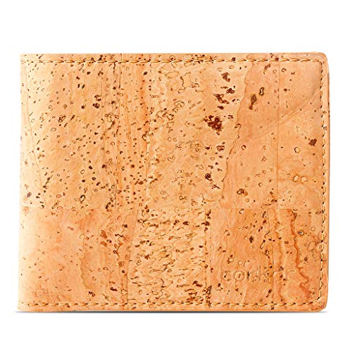 Cork Passcase Wallet – Non-Leather Bifold Wallet – Men’s Wallet - RFID Blocking-Vegan Leather–Eco Friendly-Brown