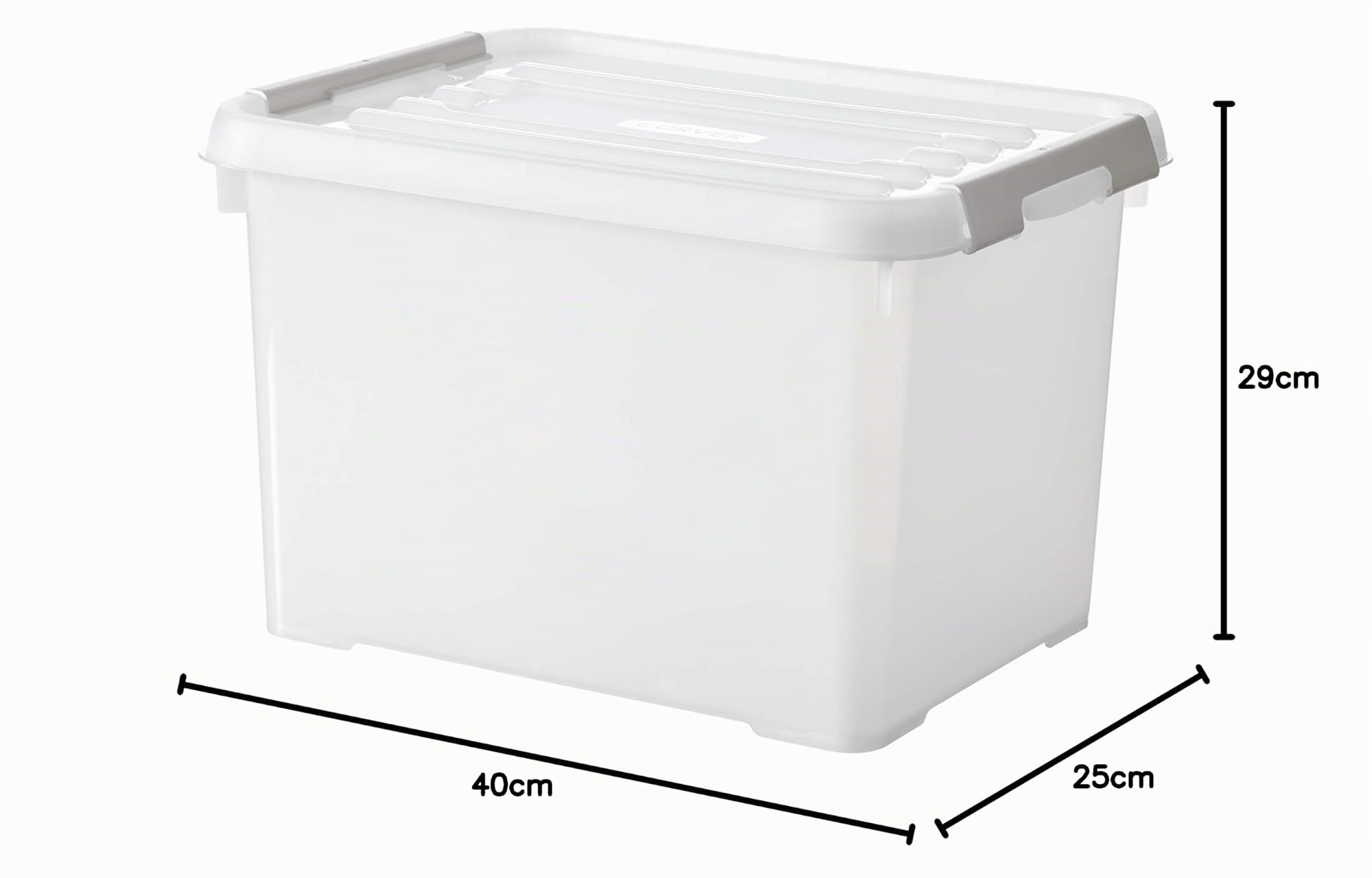 Curver KETER Boite Handy Plus 20L - Boite de Rangement Multifonction - Plastique 100% Recyclé - avec Système de Fermeture Rapide - pour Stocker Tout Type de Choses - 29x40x25cm - Blanc