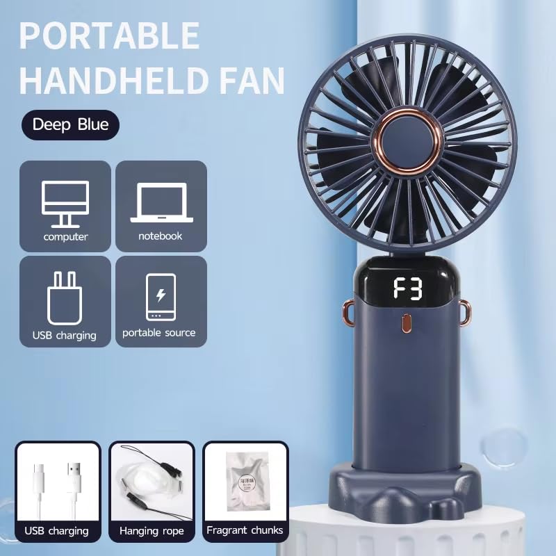 Image of Electric Handheld Fan portable with USB rechargeable Battery (BLACK1)