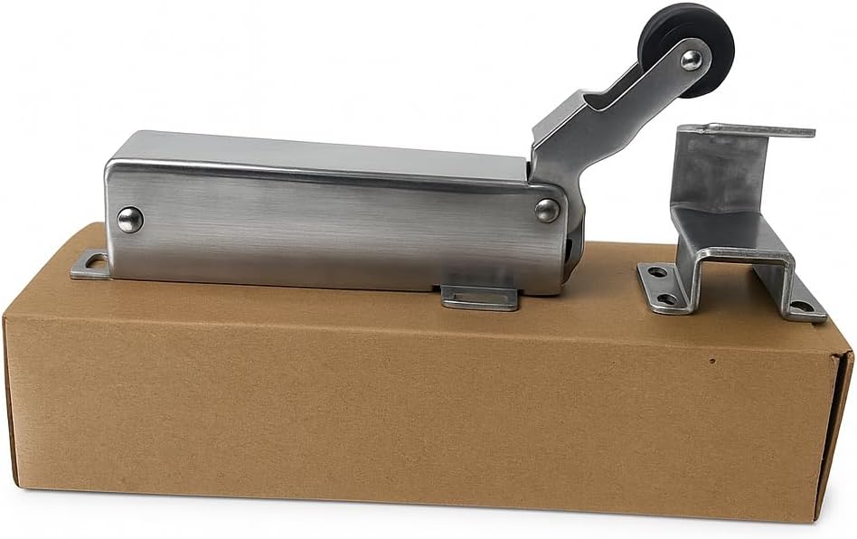 Industrial Hydraulic Door Closer for Walk in Cooler, Stainless Steel, Heavy Duty Commercial Grade with Mounting Bracket and Hook, Self Closing Mechanism