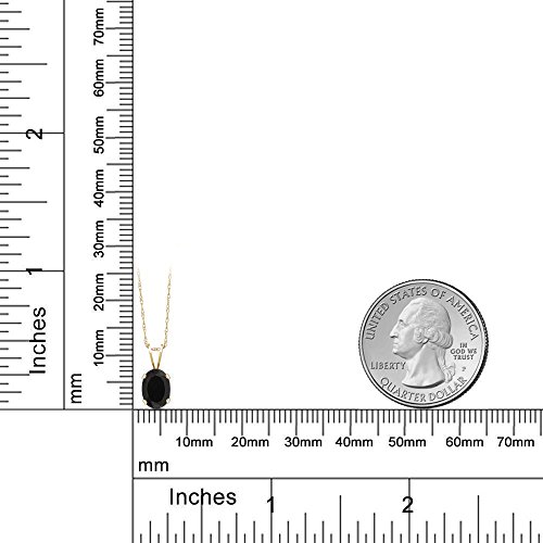 Gem Stone King 14K Yellow Gold Black Onyx Pendant Necklace For Women (0.68 Ct, Gemstone Birthstone, Oval 7X5MM) - Image 4