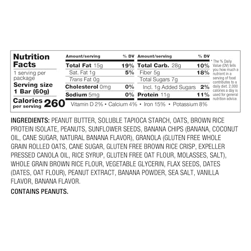 Image of PBfit Peanut Butter Banana Energy Bars, 11g Protein, 5g Fiber, Gluten Free, Vegan, Plant-Based, Non-GMO, 2.1 Oz (Pack of 12)