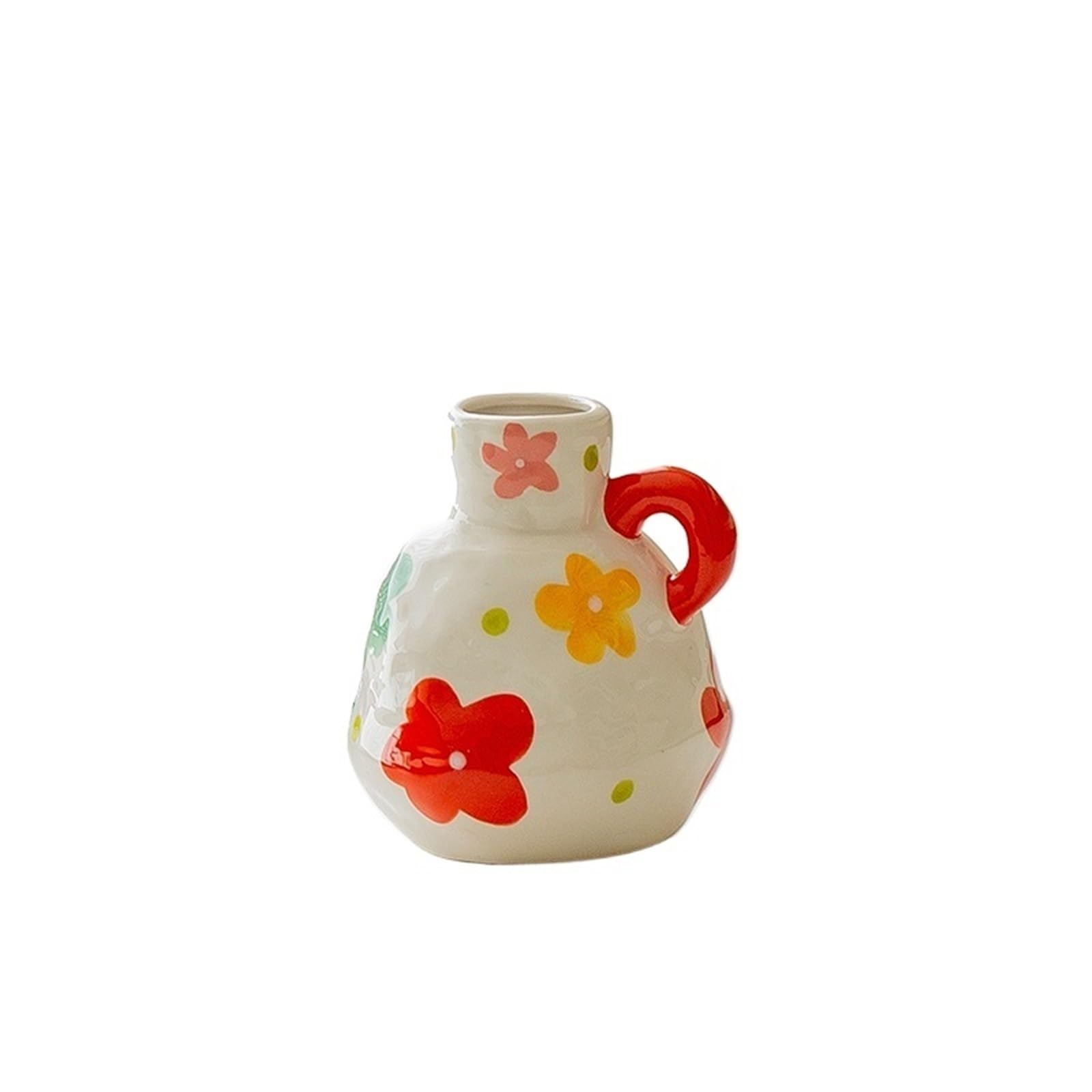 Mini Vase Painted Vase Floral Patterns Flower Utensils Dried Arrangement Vases Home Decoration(Color-C)