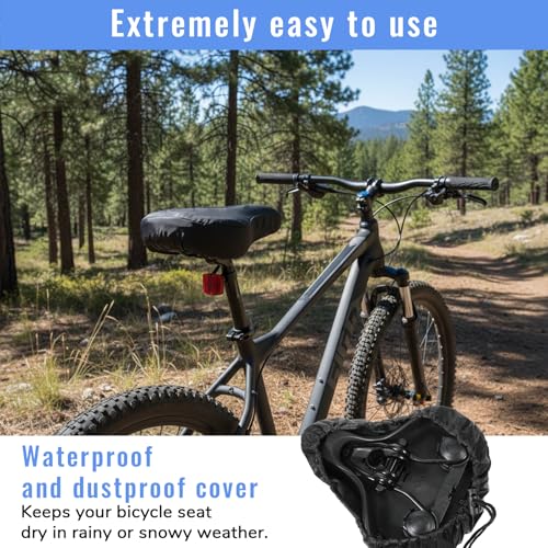 2 Piezas Funda Impermeable para Asiento de Bicicleta, Cubierta Negra con Cordon para Varias Bicicletas y E-Bikes miniatura 5