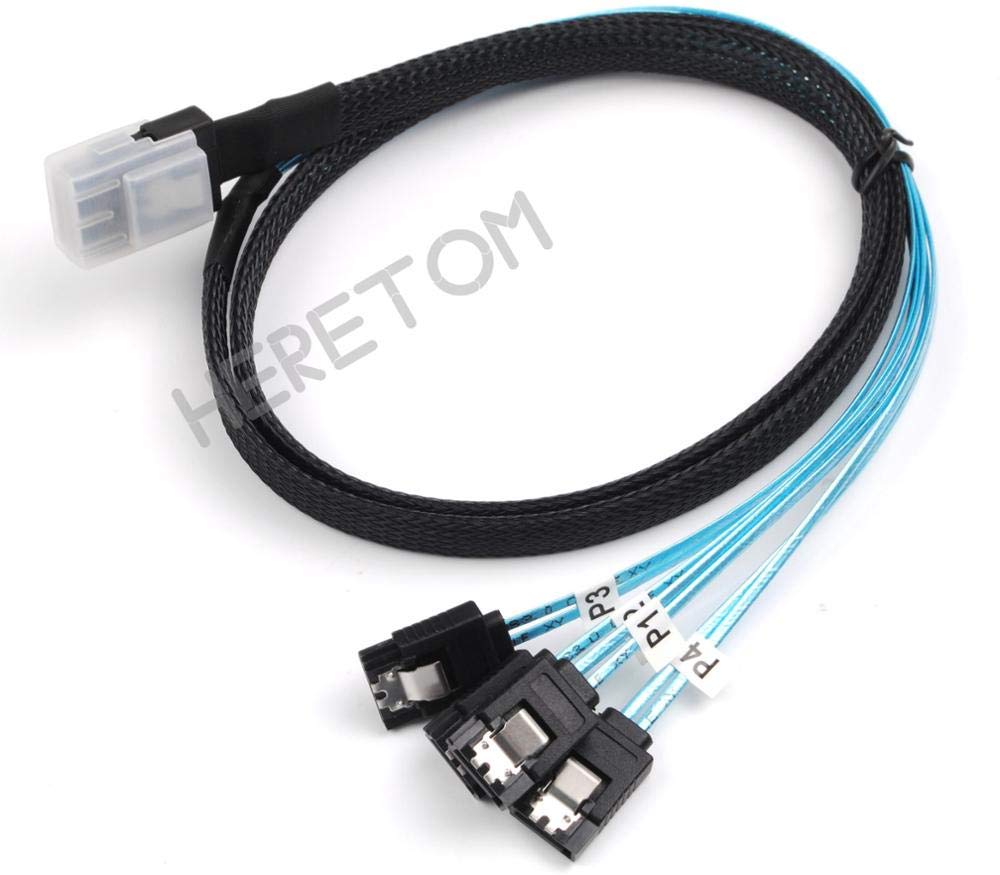 10Pcs/lot Mini-SAS SFF-8087 to 4 SATA Cable Mini SAS 4i SFF8087 36P to 4 SATA 7P Cable 12Gbps Drive Data Cable 100cm