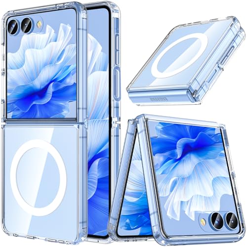 OWKEY Z Flip 7 Hülle Magnetisch Flip 7 Hülle Kompatibel mit Magsafe [Militärschutz Stoßfest] Transparent Handyhülle Z Flip 7 Case Dünn Cover Schutzhülle Crystal Clear