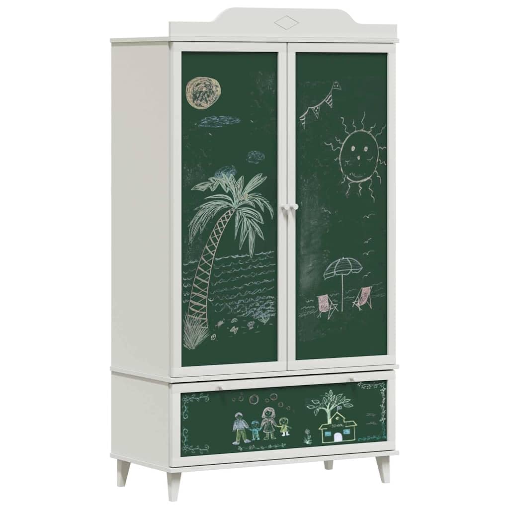 Schrank mit Kreidetafel und Schublade ROROS Weiß 90 x 45 x 165 cm