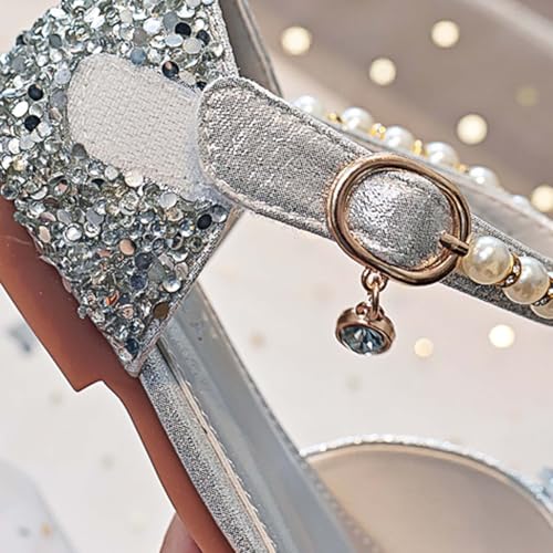 Girls Dress Shoes Princess Party Wedding Shoes Glitter Rhinestone Pearl Bowknot Low Heel Mary Jane Flats3