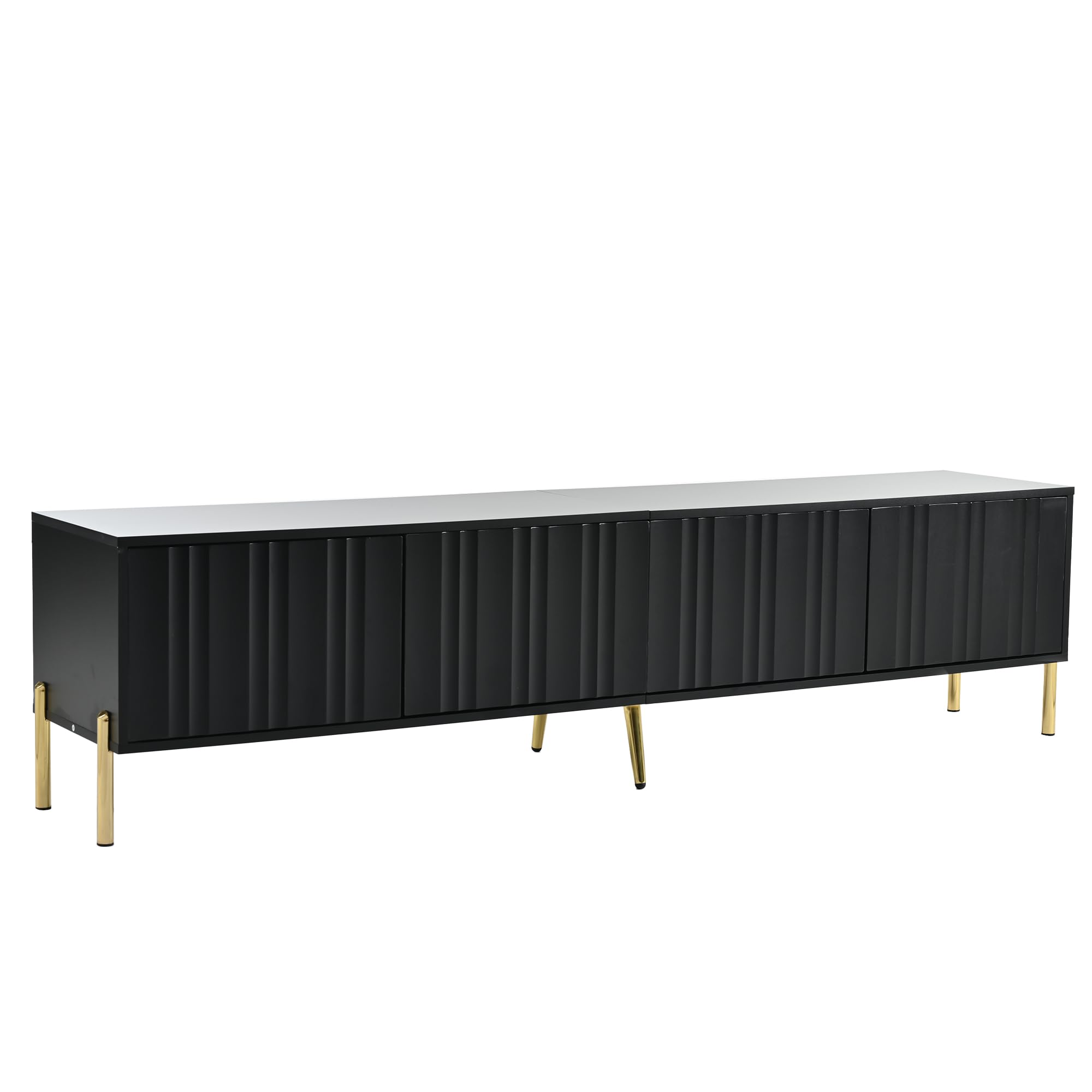 Mobile TV nero, per soggiorno, 190 cm (lunghezza) x 38 cm (larghezza) x 48 cm (altezza), gambe dorate
