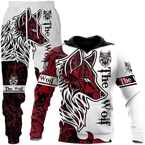 Hoodie 3D Print Sweatshirt Casual Pants Men Women Casual Pullover Streetwear Sweatpants Joggers Trousers-Wolf Lion, 12, L