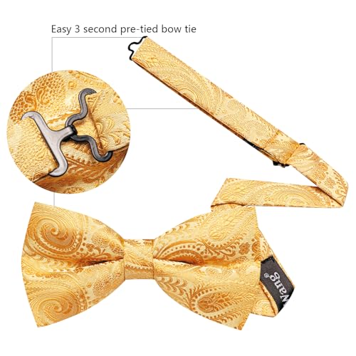 Image of YOHOWA Mens Bow Tie Set Paisley Coloful Pre-tied Bowties Adjustable with Handkerchief Cufflinks Wedding Prom Party