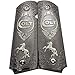 Full-Size 1911 Metal Grips Panels, Black with Nickel Accents, Rampant Horse Design, Compatible with Colt 1911 Government Models and Clones
