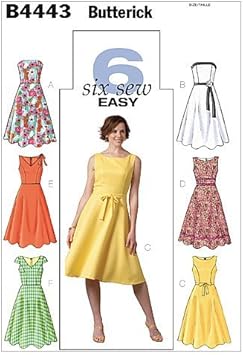 Amazon Butterick Easy 6種類のデザインワンピースの型紙セット サイズ U8 10 12 14 4443 型紙 パターン 通販