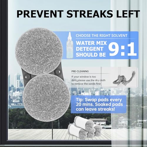 KUIKIBO 3500Pa Fensterputzroboter, Wenig Lärm Fensterroboter mit Sprühfunktion,Fensterreiniger Roboter Elektrisch der Fensterputzroboter Rahmen/Rahmenloses Fenster