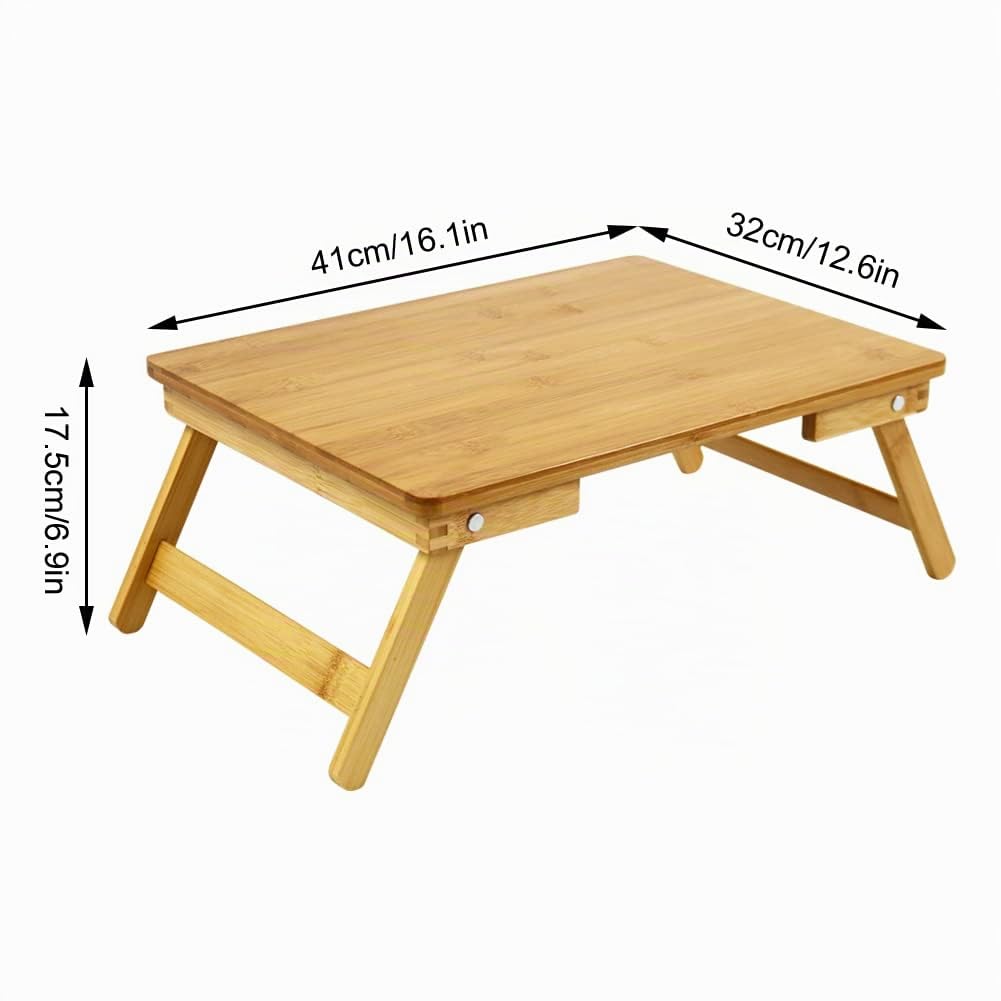 WKWKER Bambou Ordinateur Portable Table De Lap Desk pour Le Lit Petit Déjeuner Plateau De avec Pieds Pliants Table De Lit Portable pour Ordinateur Snack Writing Studio (Naturel)