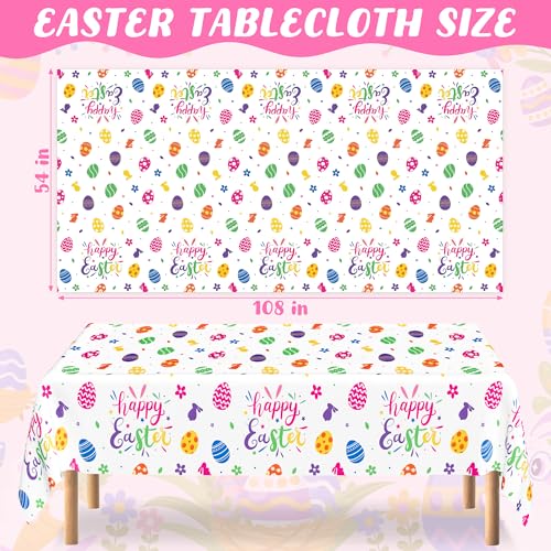 Image of QZYL 12 Pack Easter Tablecloths Rectangular, 54 inch x 108 inch Disposable Easter Tablecloth Easter Decorations, Plastic Eggs Bunny Spring Tablecloth, Easter Table Cloth for Picnic Party Decorations Supplies