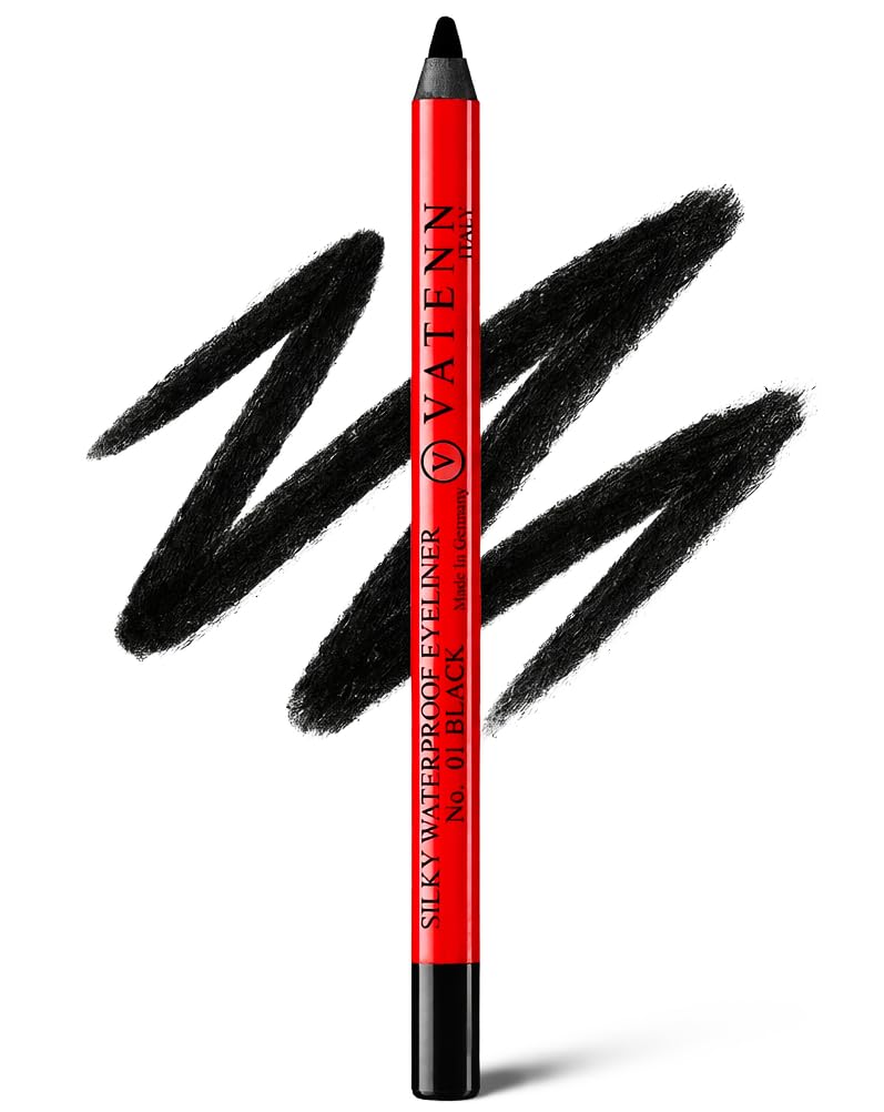 Italy Silky Waterproof Kajal Kohl Eyeliner 24 Hr Long Stay One Stroke Smooth Glide Waterproof, Smudgeproof Deep Matte Finish Enriched With Almond Oil & Vitamin E (01 black) Pack of 1 piece