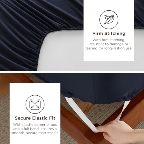 Image of Bedsure Twin XL Sheets Dorm Bedding, GentleSoft Breathable Extra Long Twin Sheets & Pillowcases, Moisture Wicking Cooling, Deep Pocket Fits Mattress Up to 21 Inches Thick, Navy