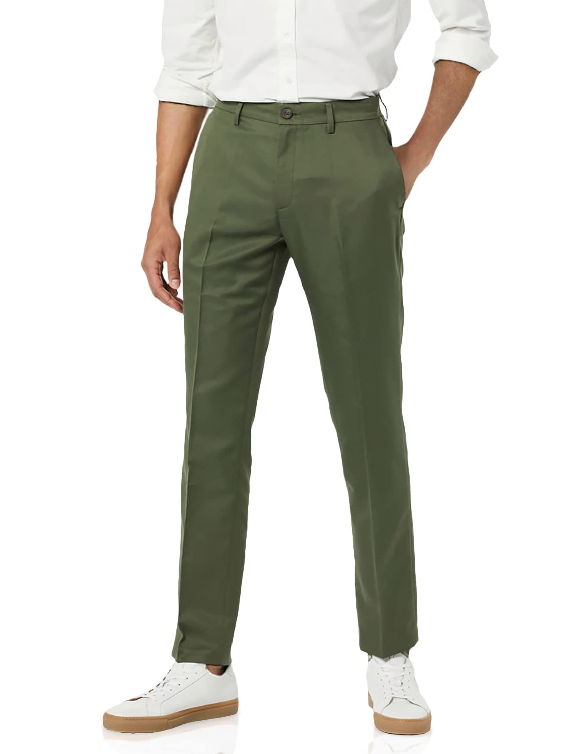 Amazon Essentials Pantaloni da Abito Senza Pinces con Vita Espandibile in Vita e Vestibilità Classica Uomo