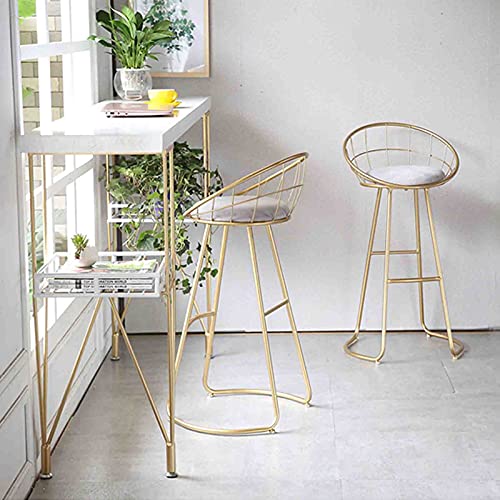Tabourets de bar ensemble de 2 en velours avec repose-pieds doré 65cm