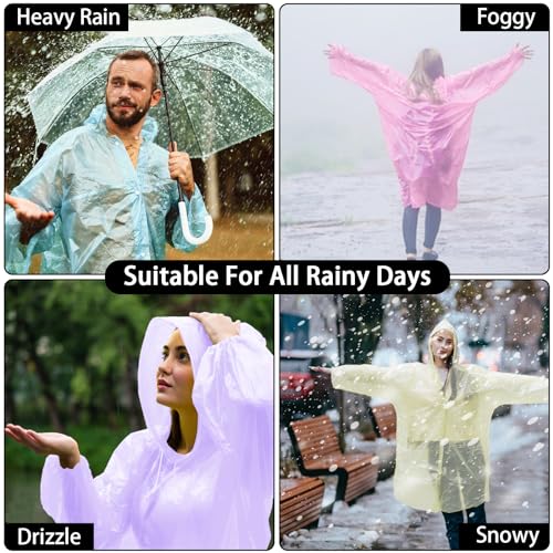 PIWOSGOL Poncho de Pluie Jetable, 5 Pcs Cape Pliable, Pour Homme Femmes Adulte, Imperméable Urgence, Boules Faciles à Transporter, Festival Camping Extérieur Voyage – vue 6